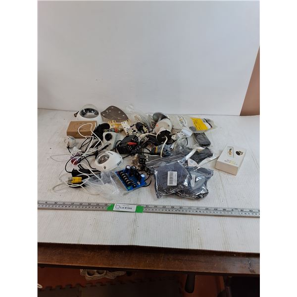 CCTV, 4-Way Splitter, Security Camera Parts, Various Electrical Wires, Misc