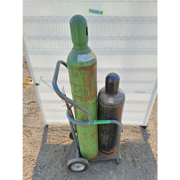 ** Oxygen Acetylene Oxyacetylene Tanks and Canister Dolly No Shipping