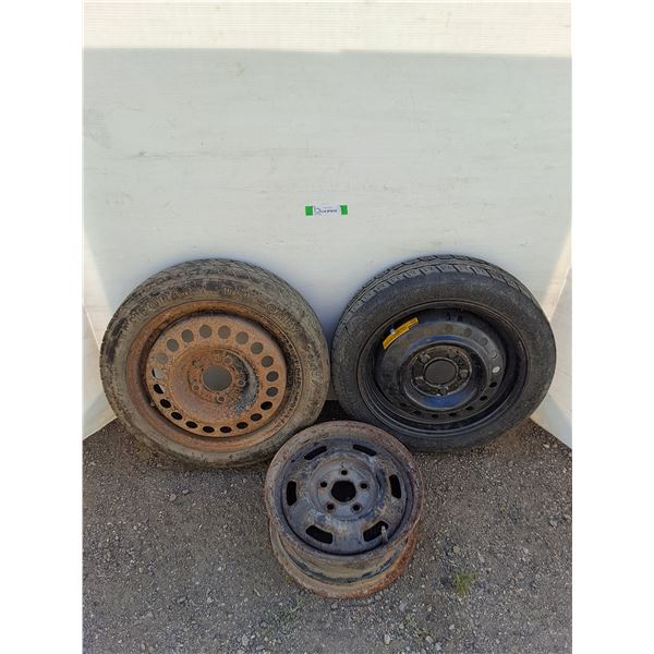 **(2) Car Tires 125/70/R15 (1) 14" Car Rim No Shipping