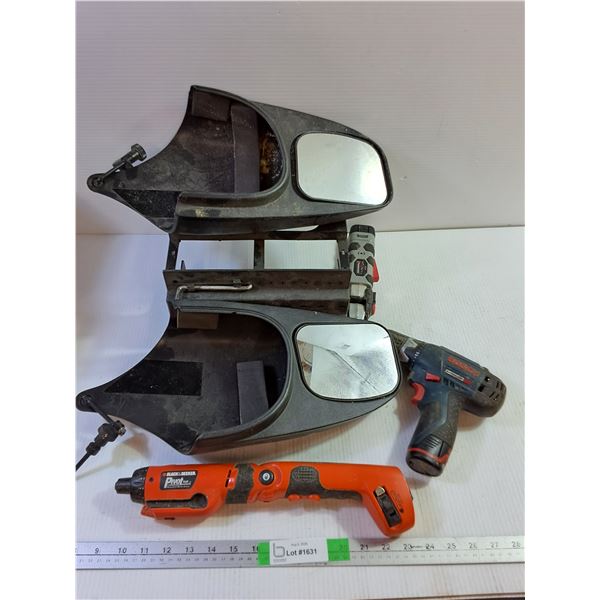 *(2) Side Mirrors, (3) Cordless Drills Untested As Is, Misc Pick Up Only