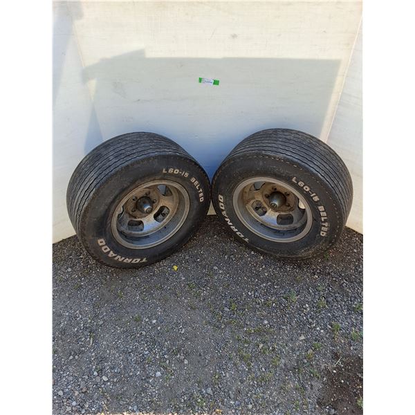 (2) Tornado L60-15 Belted Tires No Shipping