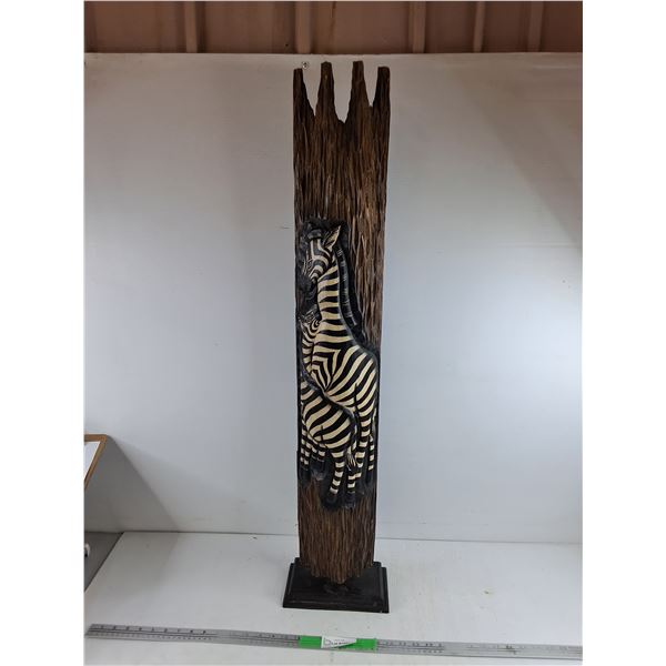 *Carved Wood Zebra Decoration 41", Pickup Only
