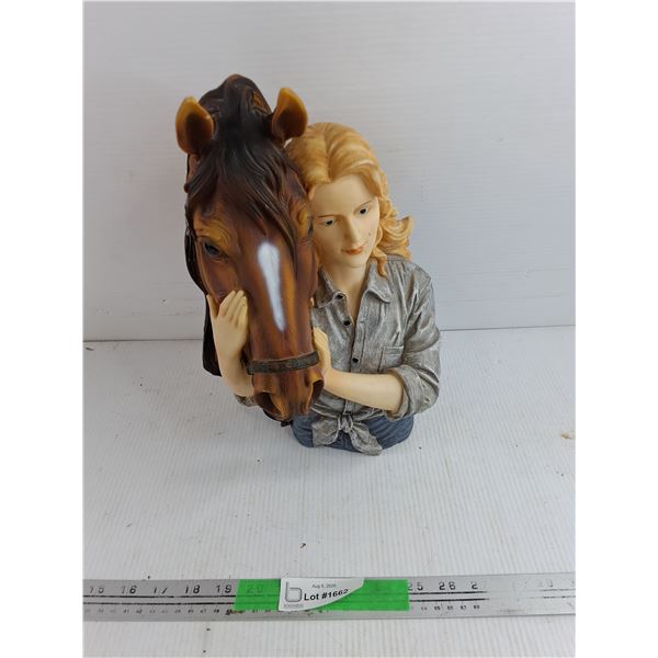 Plastic Woman & Horse Sculpture