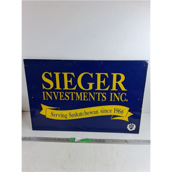 Sieger Investment Inc Wall Sign 27" x 18"