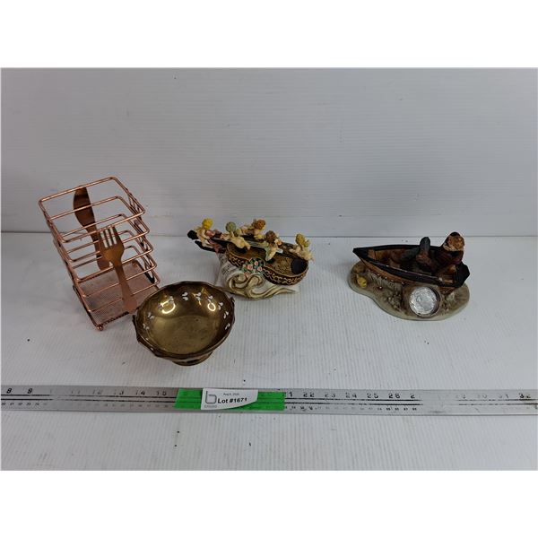 Cutlery Holder, Footed Brass Bowl, Tea Light Holder, Musical Guitar