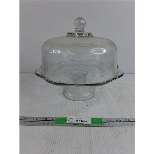 Footed Glass Cake Stand with Lid
