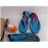 Image 5 : Faux Leather Purse, (2) Pairs of Water Shoes - Size 3, Candle