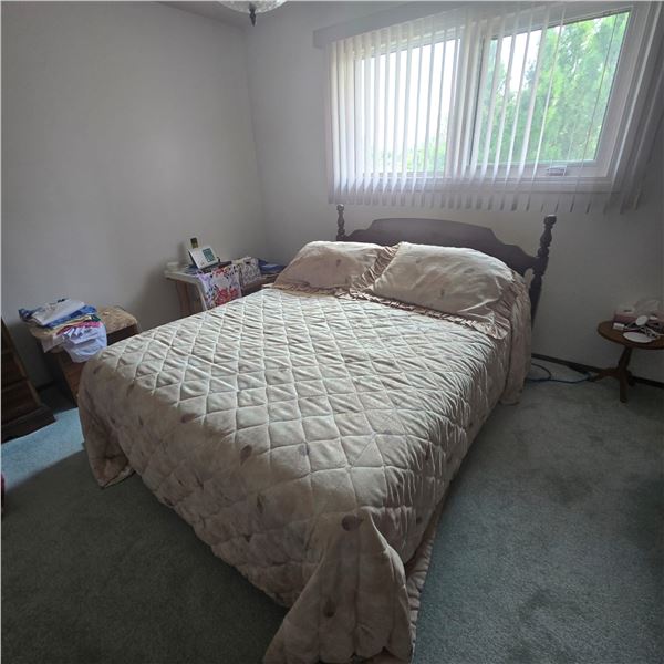64" Complete Bed - Headboard, Boxspring, Mattress, Bedding, Almost New