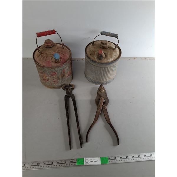 Metal Gas Cans, Nippers, Pliers