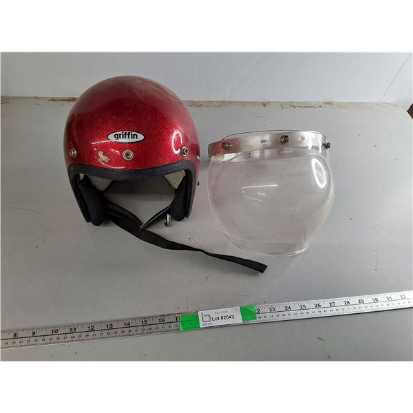 Griffin Motorcycle Helmet - Unknown Size & Face Shield- As Is