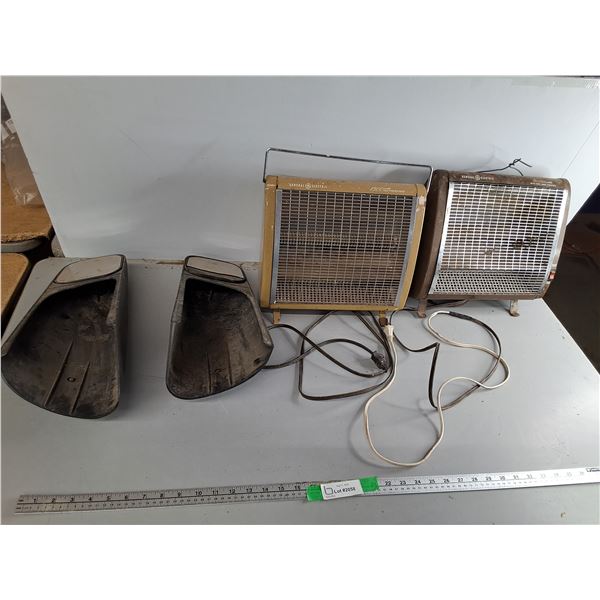 (2) Vintage General Electric Floor Heaters- Power On & Slip on Towing Mirrors, Can't Ship