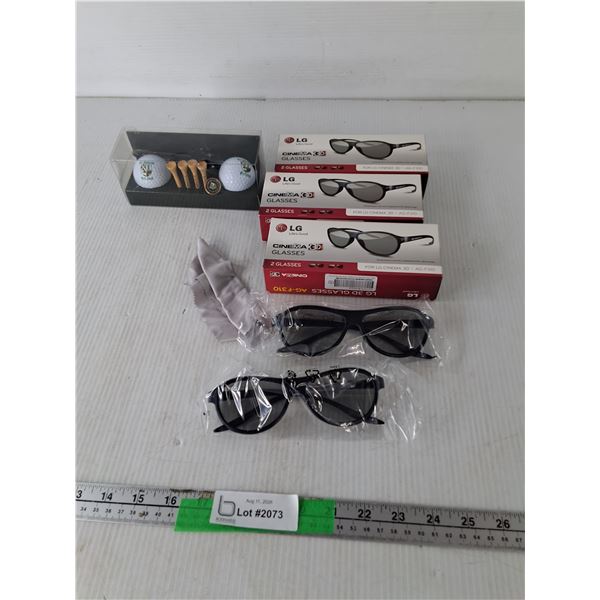 (6) 3D Glasses, Golf Balls & Tees