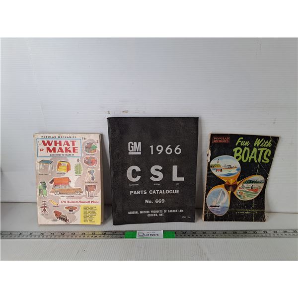 Vintage Popular Mechanics Books & GM Parts Catalogue
