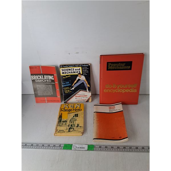 Vintage Books- Popular Mechanics, Case Tractor Manual, Bricklaying Simplified, Misc.