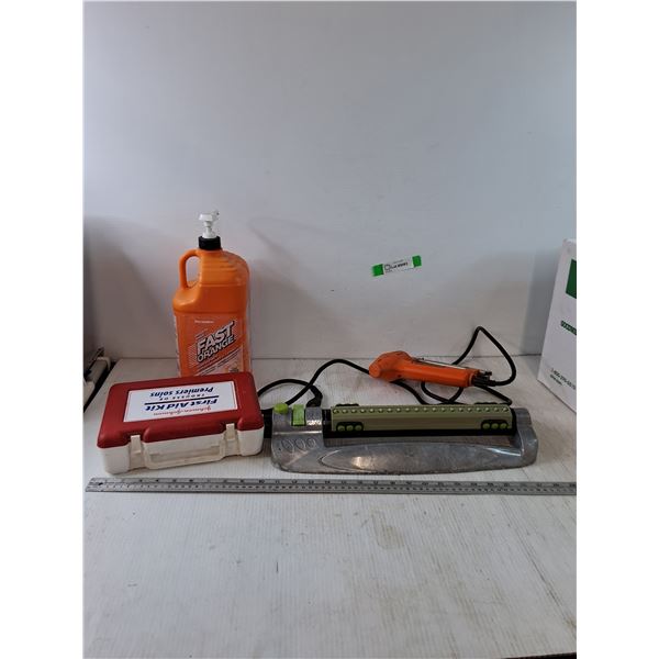 Hand Cleaner, First Aid Box Only, Untested Sprinkler and Black & Decker Electric Stapler As-Is