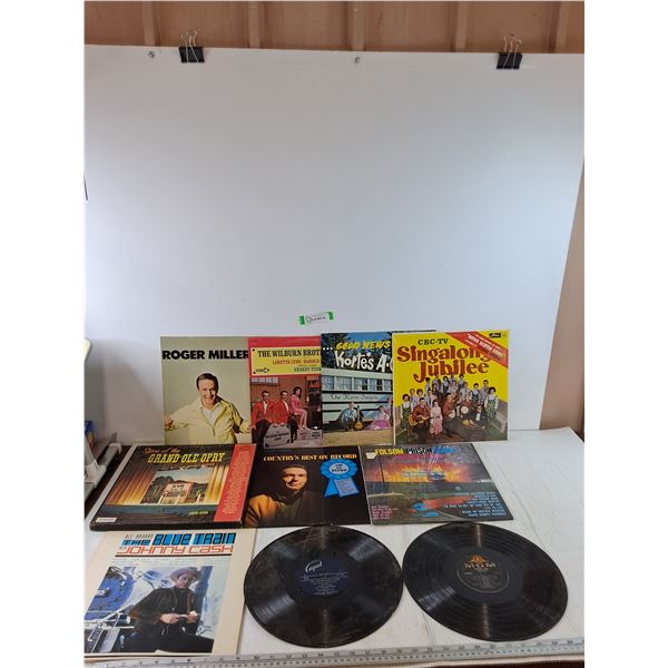 (10) Vinyl Records, Roger Miller, Johnny Cash, Jim Ed Brown, Korte Singers
