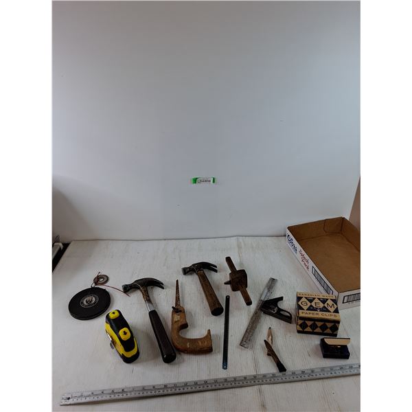 (2) Hammers, (2) Pencils, Many Paperclips, (2) Measuring Tapes