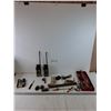 Image 1 : (2) General Electric Radios, (2) Locks with Keys, Rasp, 1" Micrometer, Screwdrivers