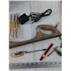 Image 4 : (2) General Electric Radios, (2) Locks with Keys, Rasp, 1" Micrometer, Screwdrivers