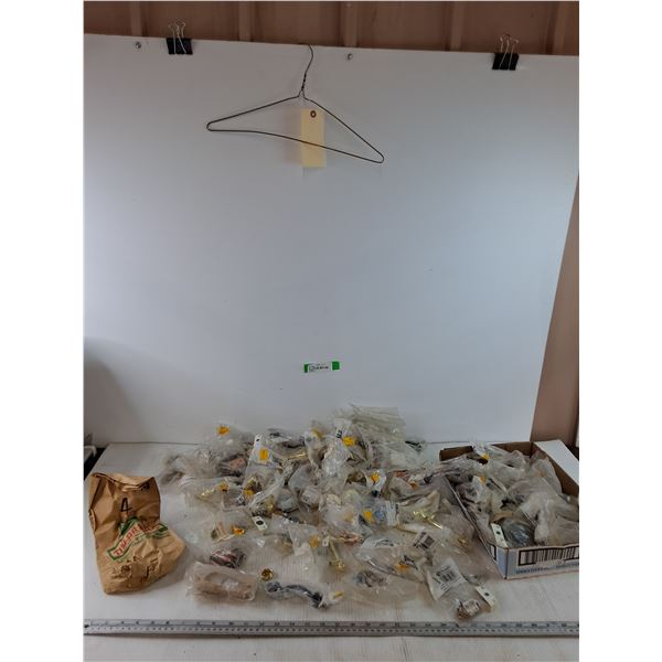 Assorted Small Building Materials, Wooden/Metal Handles, Metal Mounting Brackets