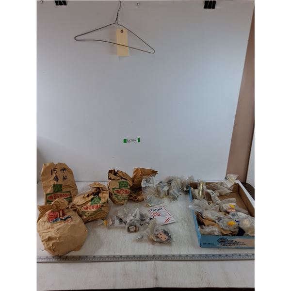 Assorted Small Building Materials, Wooden/Metal Handles, Metal Mounting Brackets