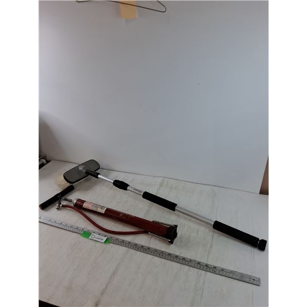Multi-Purpose Manual Air Pump Works and Extending Brush Pole