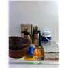Image 1 : (2) Thermal Jugs, (2) Wicker Baskets, Tin Container, Misc
