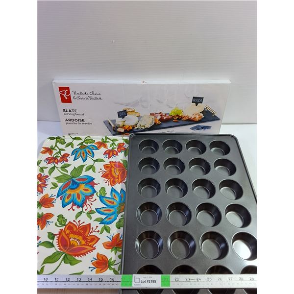 President's Choice Slate Serving Board, Cupcake Baking Pan, Plastic Tray
