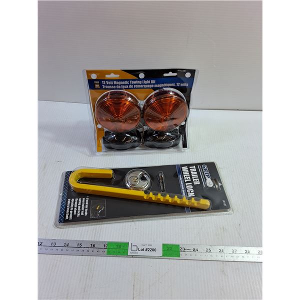 Trailer Wheel Lock, Magnetic Towing Lights