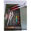 Image 2 : Tool Box12.5'"x7.5"x3.5" w/- Vise-Grip Locking Pliers, (2) Screwdrivers, Pipe Wrenches