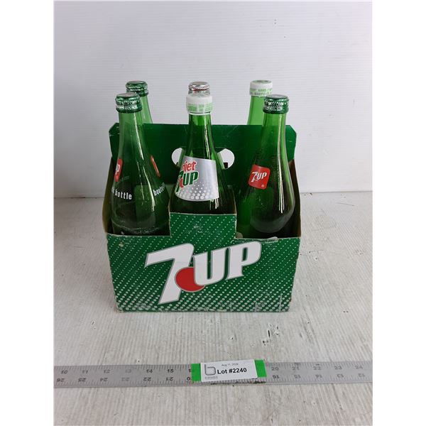 (6) 7 Up Glass Bottles