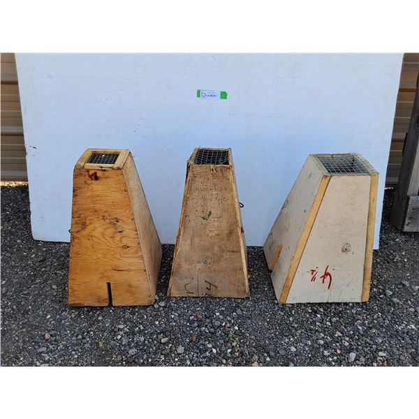 **(3) Wooden Trap Housing Structures Up to 10.5" x 10.5" x 15"- Can't Ship