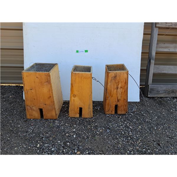 **(3) Wooden Trap Housing Structures Up to 11" x 8" x 16"- Can't Ship