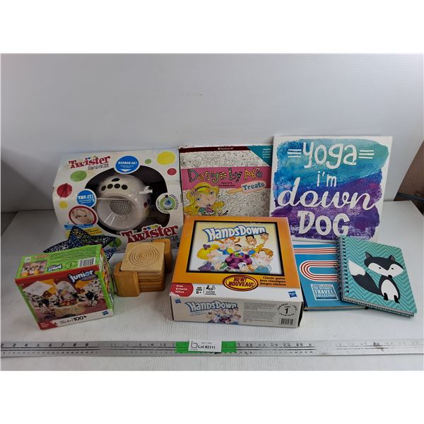 Wooden Coasters, Hands-down Game, Notebooks, Design By Me, Puzzle & Twister Dance - As Is
