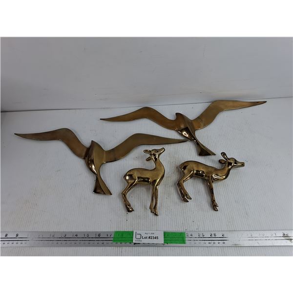 Brass Bird and Deer Ornaments