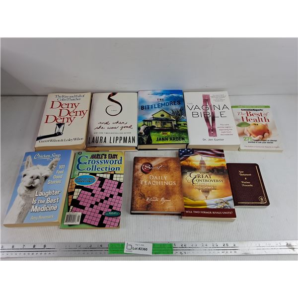 Assorted Books - The Great Controversy, The Vagina Bible, Crossword Collection
