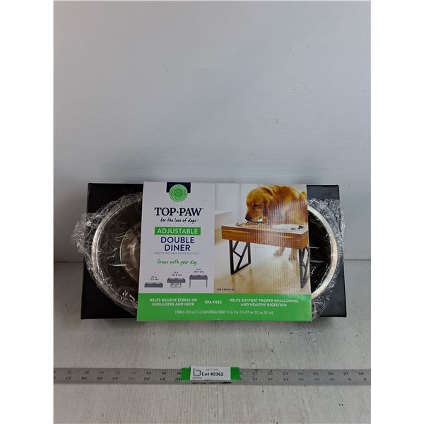 Top Paw Adjustable Height Double Diner Dog Bowl Stand 19" Length