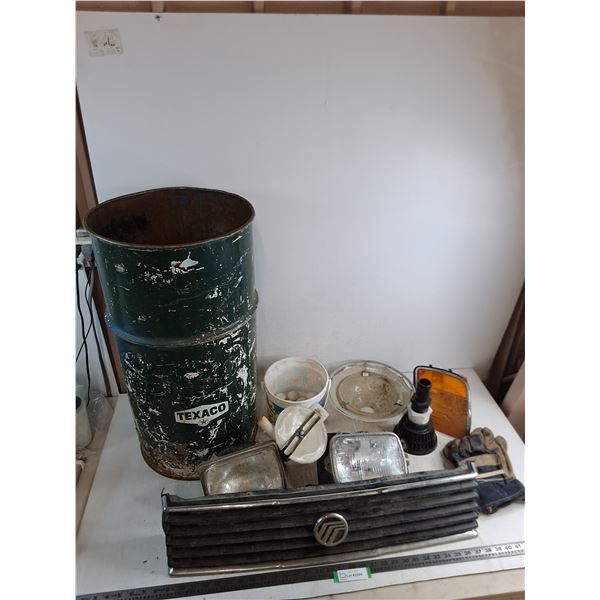 * Texaco Metal Drum, Mercury Fender, Vehicular Headlights, Golf Balls, Misc. - Cannot Ship