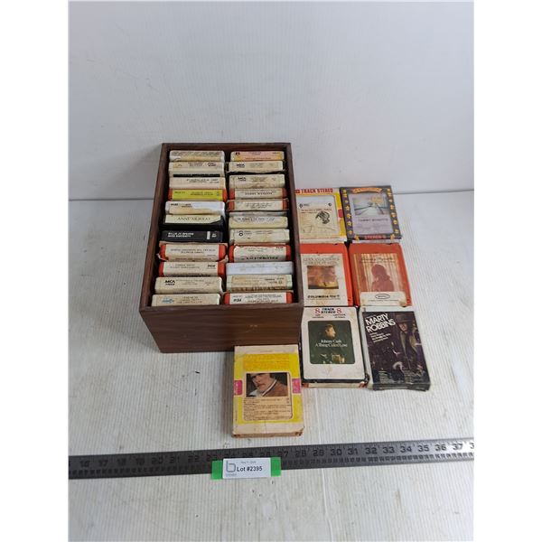 (29) Vintage 8-Track Tapes - Johnny Cash, Marty Robbins, Tammy Wynette, Display Case