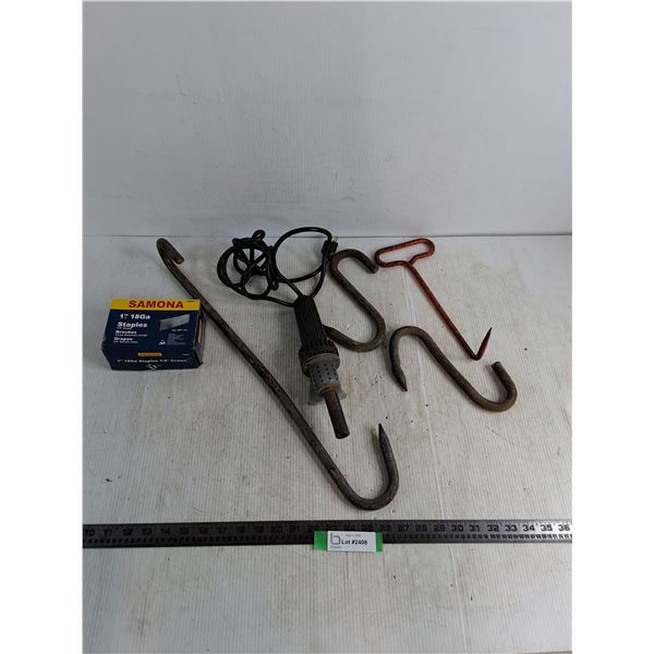 Meat/Shop Hooks, Solder Iron, Unused Samona Staples