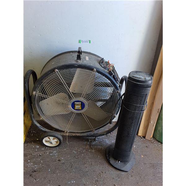 *** Power Fist Industrial Fan Cart, Sunbeam Tower Fan - Both Untested, As is - PU Only