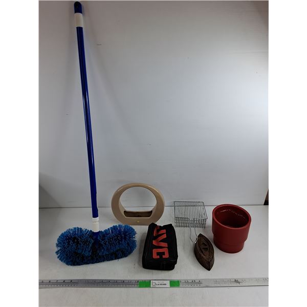 Broom, JVC Bag, Planters, Deep Fryer Scoop, Vintage Clothes Iron