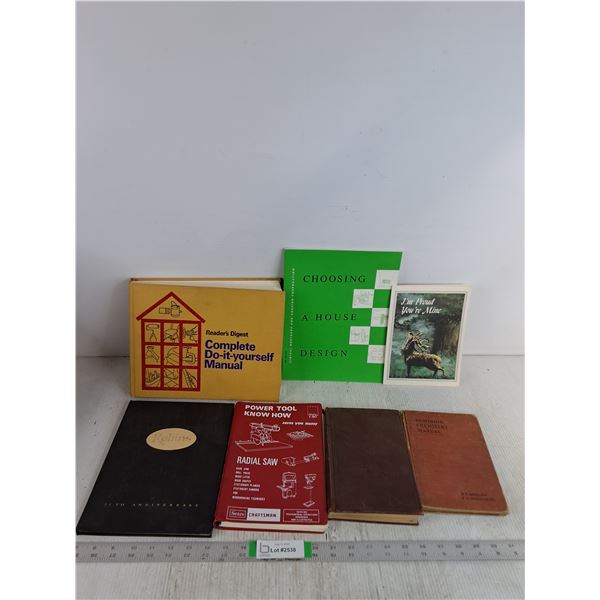 Various Books- Power Tool Know How, Choosing A House Design, Do It Yourself Manual, Chemistry Manual