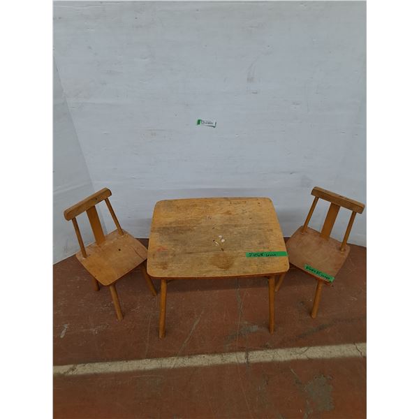 *(2) Small Wooden Chairs and (1) Small Wooden Table