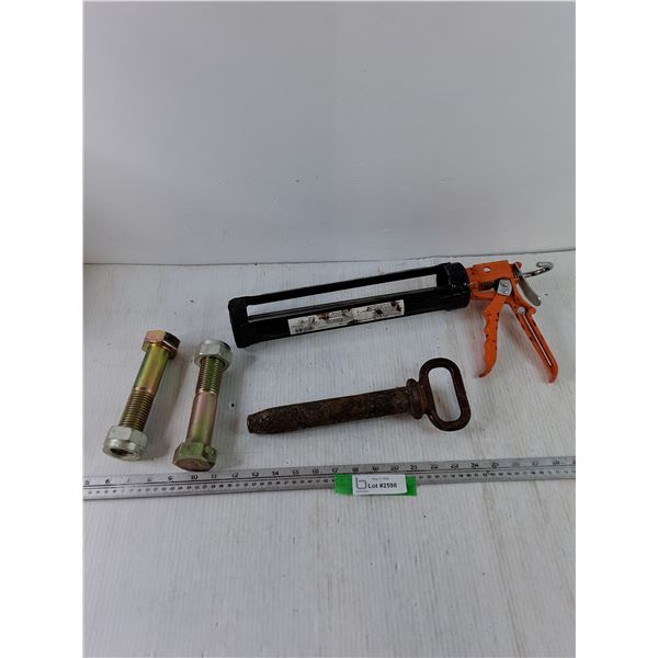 Midland Brand Iron Pin, (2) Bolts, (1) Caulking Gun