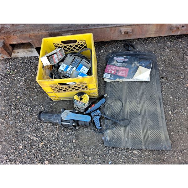 **Milk Crate, Assorted Hardware, Glue Gun, Rubber Runner, Cable & Water Pipe Valve, PICKUP ONLY