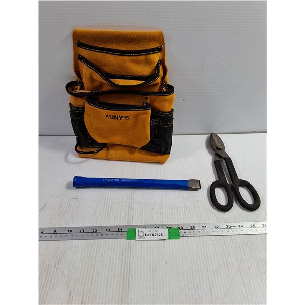 Kuny's Tool Holder Pouch, Dasco Pro 12" Cold Chisel, Heavy Duty Scissors