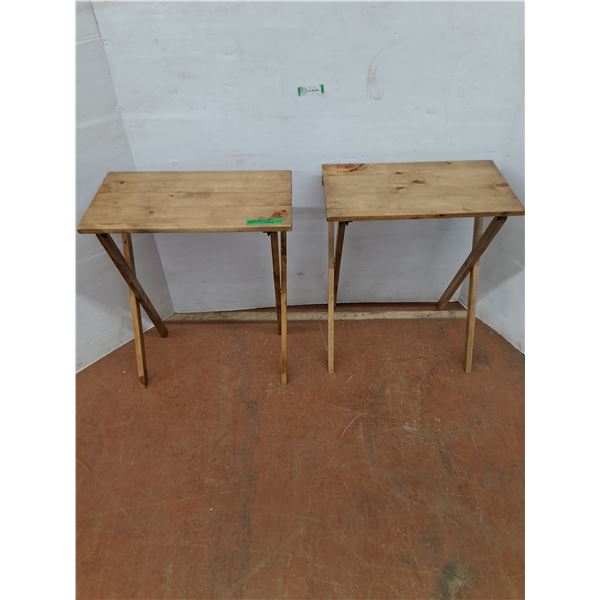 (2) Small Wooden Folding Tables No Shipping