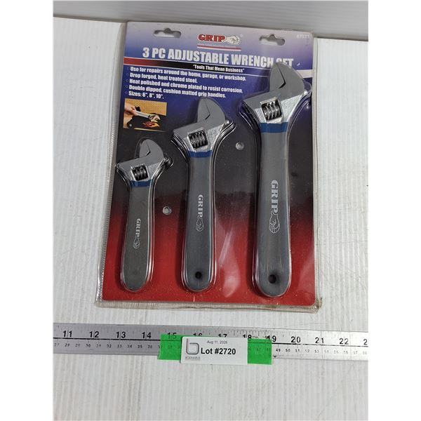 GRIP 3PC Adjustable Wrench Set
