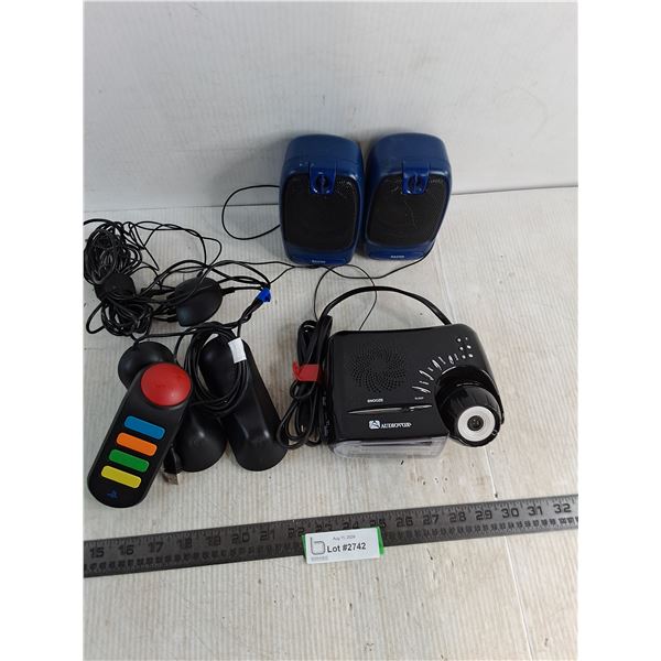 Audiovox Projector Alarm Clock - Powers On, Buzz Controllers, Sanyo Bookshelf Speakers